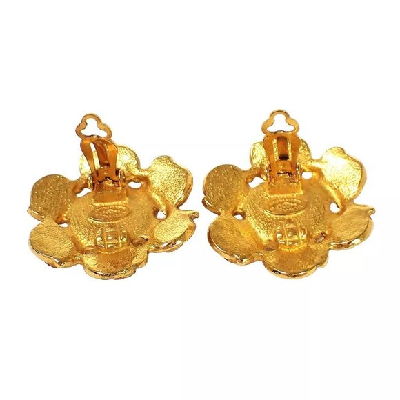 CHANEL CC Logo Round Button Earrings 94P Clip-On Imitation Pearl Gold - Picture 5 of 8